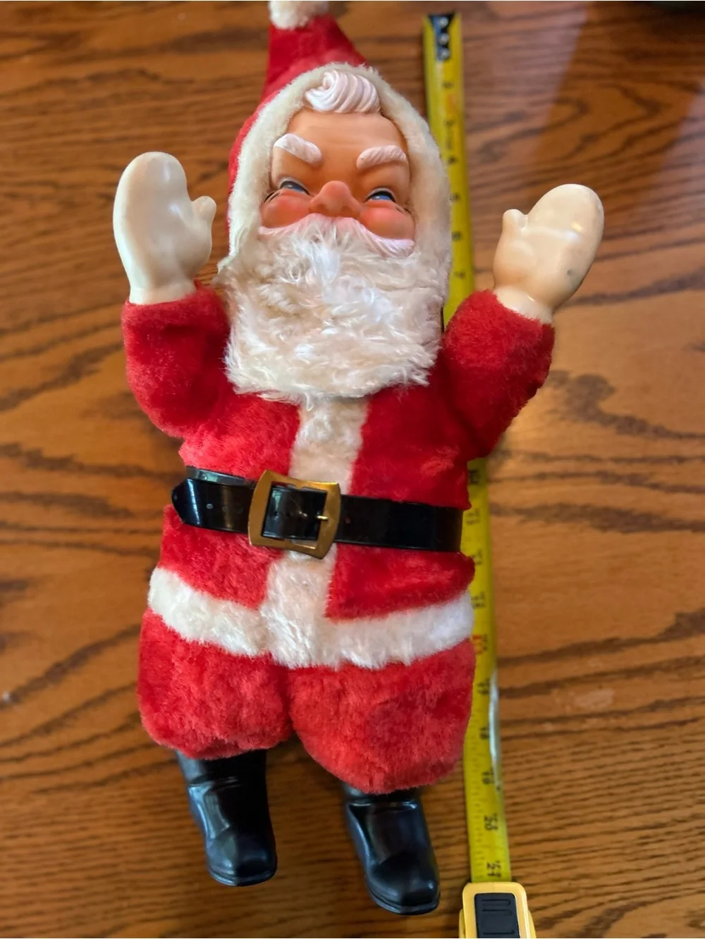 Vintage 1950s Rubber Face Santa Claus Plush Doll Mid Century Christmas Decor